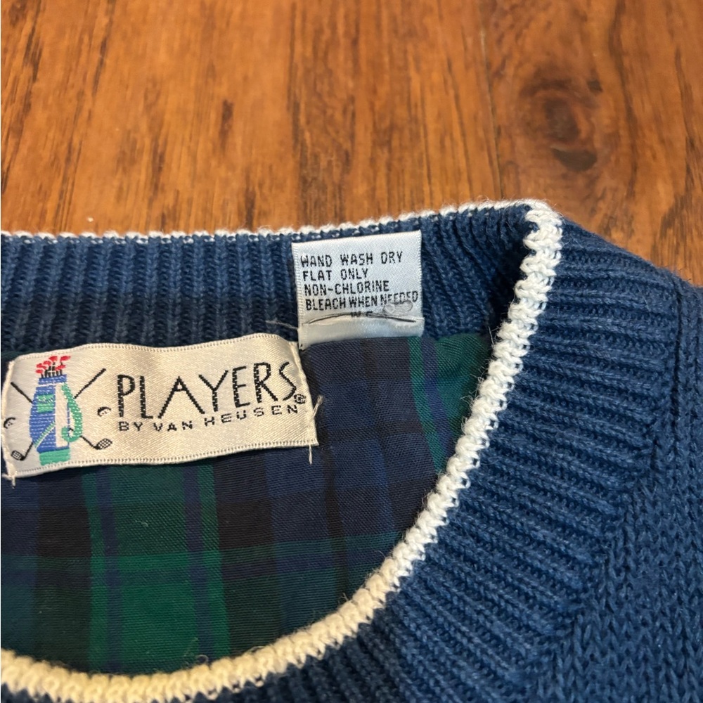 Vintage Players by Van Heusen Golf Sweater XL – Plaid Elbow Patches - Picture 6 of 12